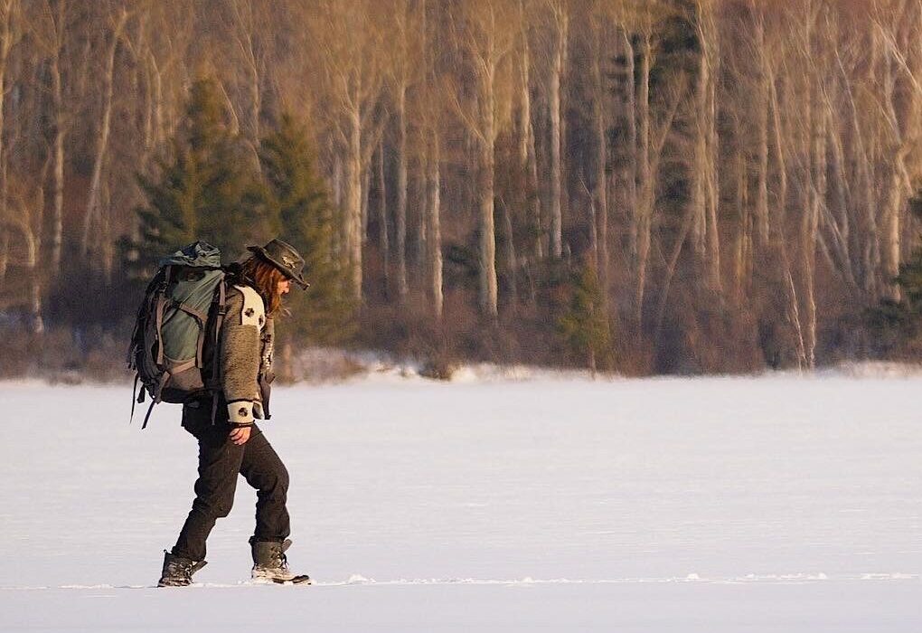 woman walking in snow
