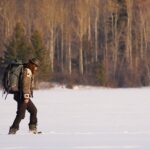 woman walking in snow